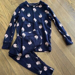 Floral Kids Pajamas - Navy and Pink